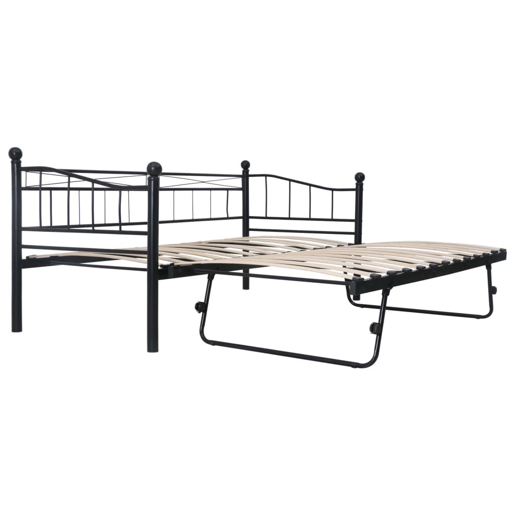 vidaXL Πλαίσιο Κρεβατιού Μαύρο 180 x 200 / 90 x 200 εκ. Μεταλλικό