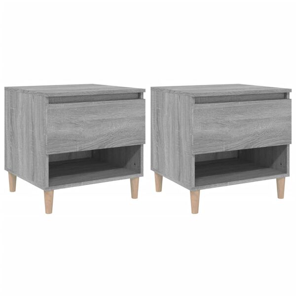 vidaXL Κομοδίνα 2 τεμ Γκρι sonoma 50x46x50 εκ. από Επεξεργασμένο Ξύλο