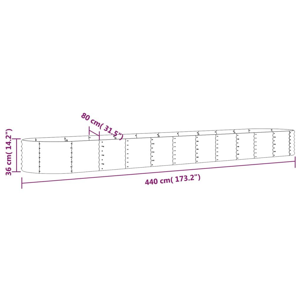 vidaXL Ζαρντινιέρα Καφέ 440x80x36 εκ. Ατσάλι με Ηλεκτρ. Βαφή Πούδρας