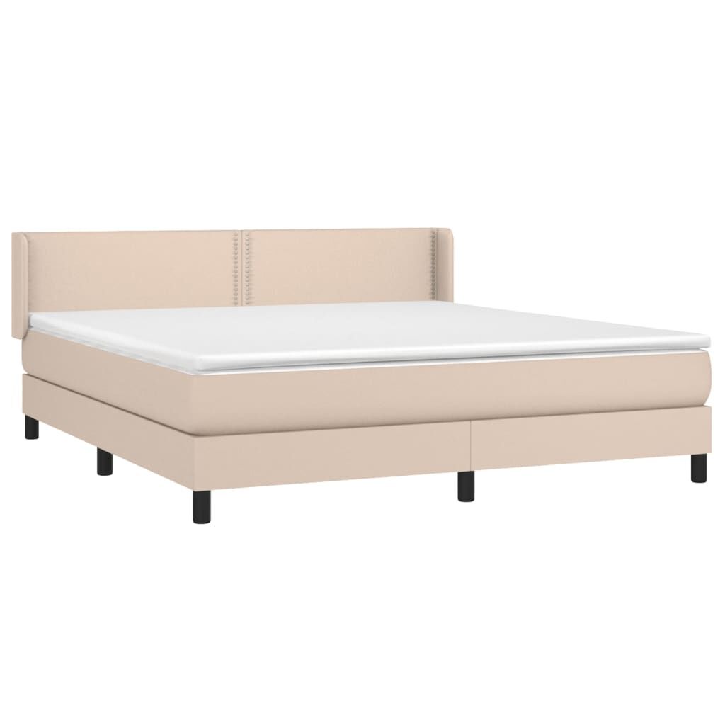 vidaXL Κρεβάτι Boxspring με Στρώμα Καπουτσίνο 180x200 εκ. Συνθ. Δέρμα