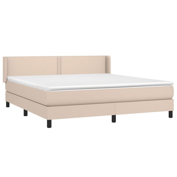 vidaXL Κρεβάτι Boxspring με Στρώμα Καπουτσίνο 180x200 εκ. Συνθ. Δέρμα