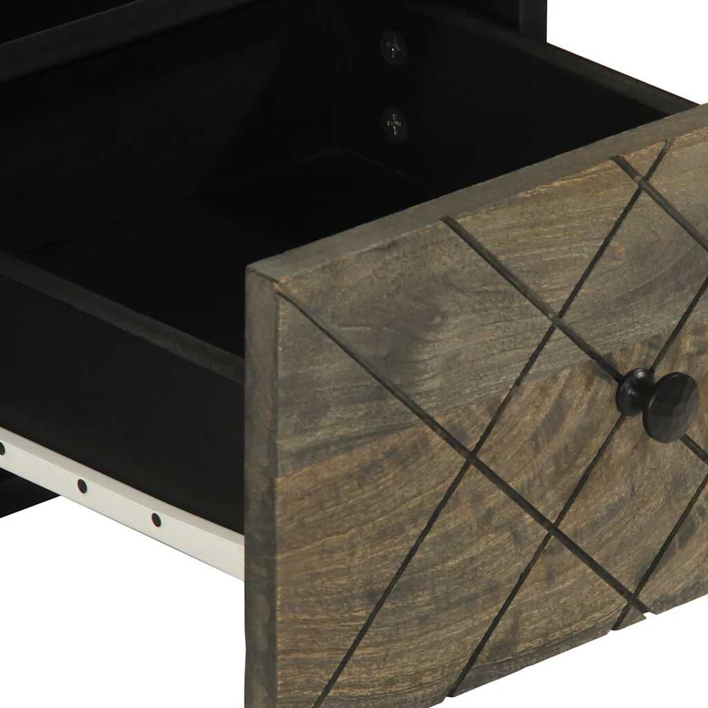 vidaXL Έπιπλο Τηλεόρασης Μαύρο 70 x 33 x 46 εκ. από Μασίφ Ξύλο Μάνγκο