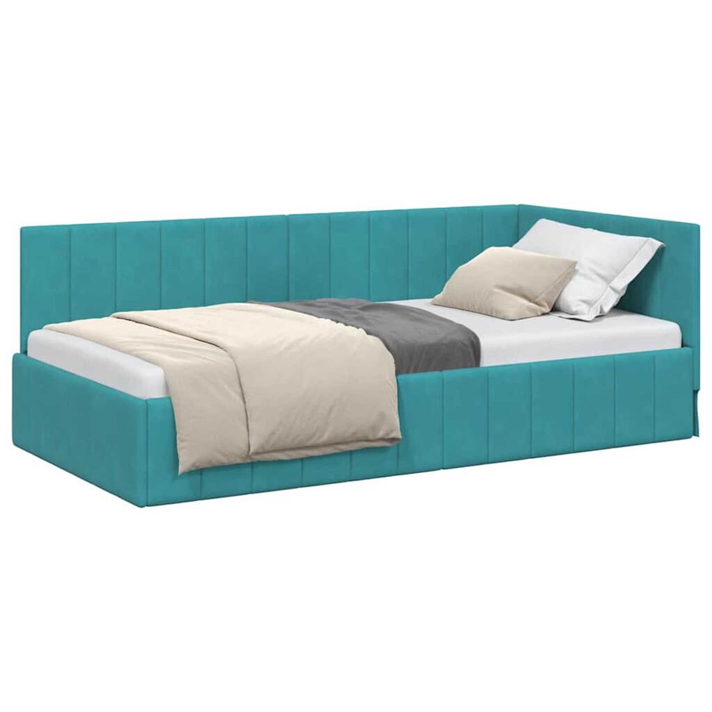 vidaXL Κρεβάτι Γωνίας με κεφαλάρι Τιρκουάζ 100 x 200 cm Βελούδο