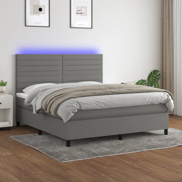 vidaXL &Kappa;&rho;&epsilon;&beta;ά&tau;&iota; Boxspring &mu;&epsilon; &Sigma;&tau;&rho;ώ&mu;&alpha; & LED &Sigma;&kappa;.&Gamma;&kappa;&rho;&iota; 160x200 &epsilon;&kappa; &Upsilon;&phi;&alpha;&sigma;&mu;ά&tau;&iota;&nu;&omicron;