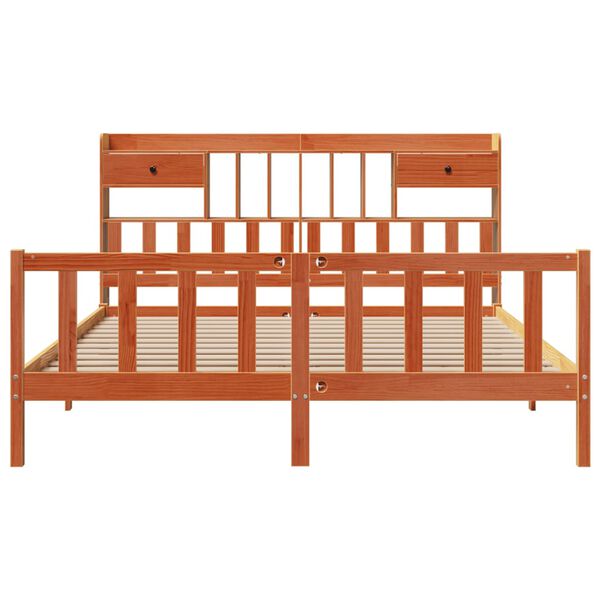 vidaXL Κρεβάτι Βιβλιοθήκη Χωρίς Στρώμα 180x200 εκ Μασίφ Ξύλο Πεύκου