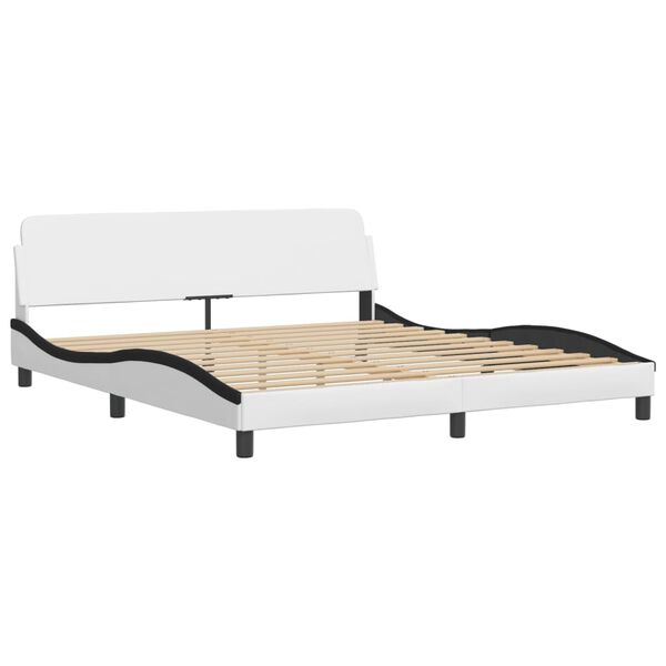vidaXL Κρεβάτι με Στρώμα Μαύρο/Λευκό 180x200 εκ. από Συνθετικό Δέρμα