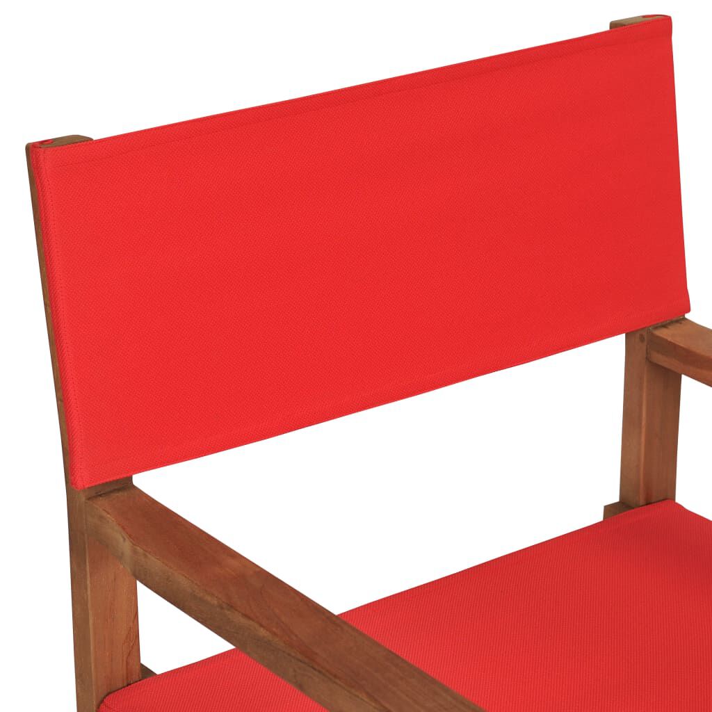vidaXL Καρέκλα Σκηνοθέτη Κόκκινη από Μασίφ Ξύλο Teak