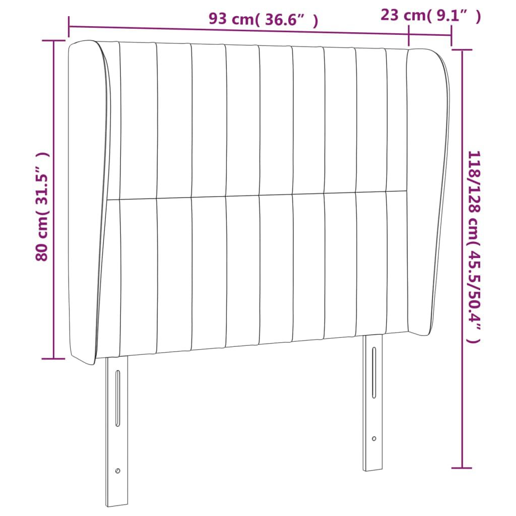 vidaXL Κεφαλάρι με Πτερύγια Ανοιχτό Γκρι 93x23x118/128 εκ. Υφασμάτινο