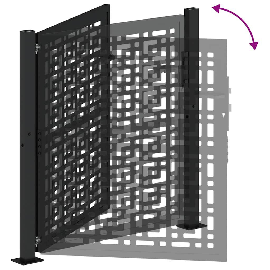 vidaXL Πύλη κήπου Μαύρη 105x106 cm Ατσάλινος σταυρός σχεδιασμού