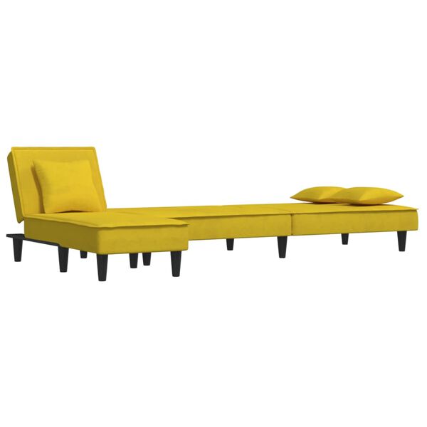 vidaXL Καναπές Κρεβάτι Γωνιακός Κίτρινος 255 x 140 x 70 εκ. Βελούδινος