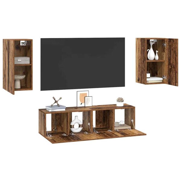 vidaXL Σετ επίπλου τηλεόρασης 4 pcs Παλαιό ξύλο 30.5 x 30 x 60 εκ.