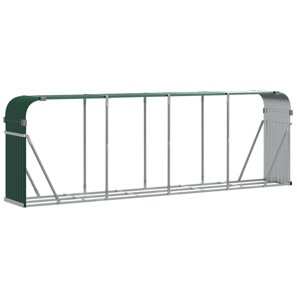 vidaXL Ξυλοθήκη Πράσινη 300 x 45 x 100 εκ. από Γαλβανισμένο Ατσάλι