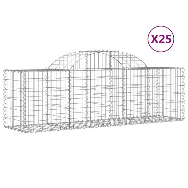 vidaXL Συρματοκιβώτια Τοξωτά 25 τεμ. 200x50x60/80 εκ. Γαλβαν. Ατσάλι