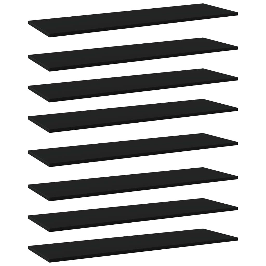 vidaXL Ράφια Βιβλιοθήκης 8 τεμ. Μαύρα 100x30x1,5 εκ. από Μοριοσανίδα