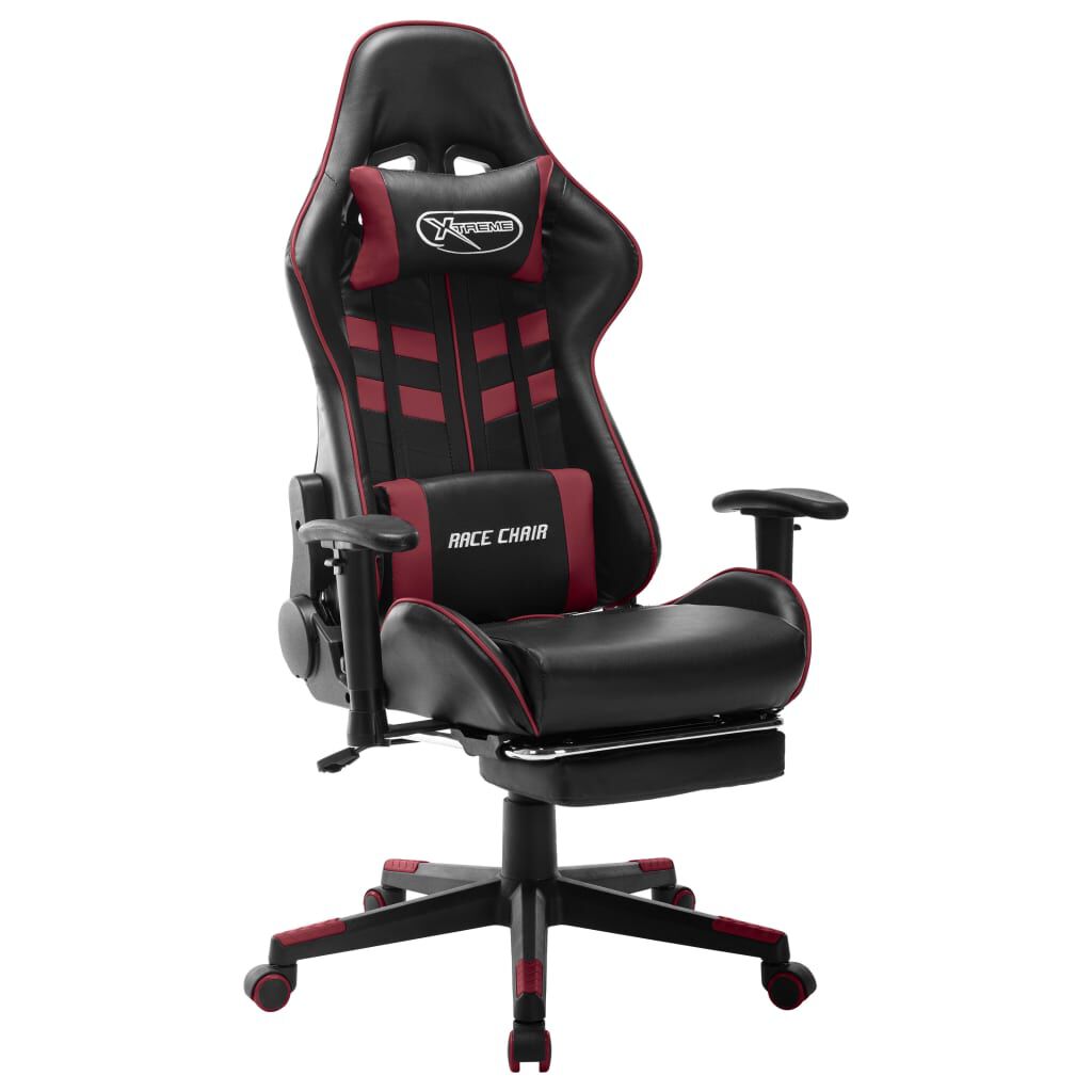 vidaXL Καρέκλα Gaming με Υποπόδιο Μαύρο / Μπορντό από Συνθετικό Δέρμα