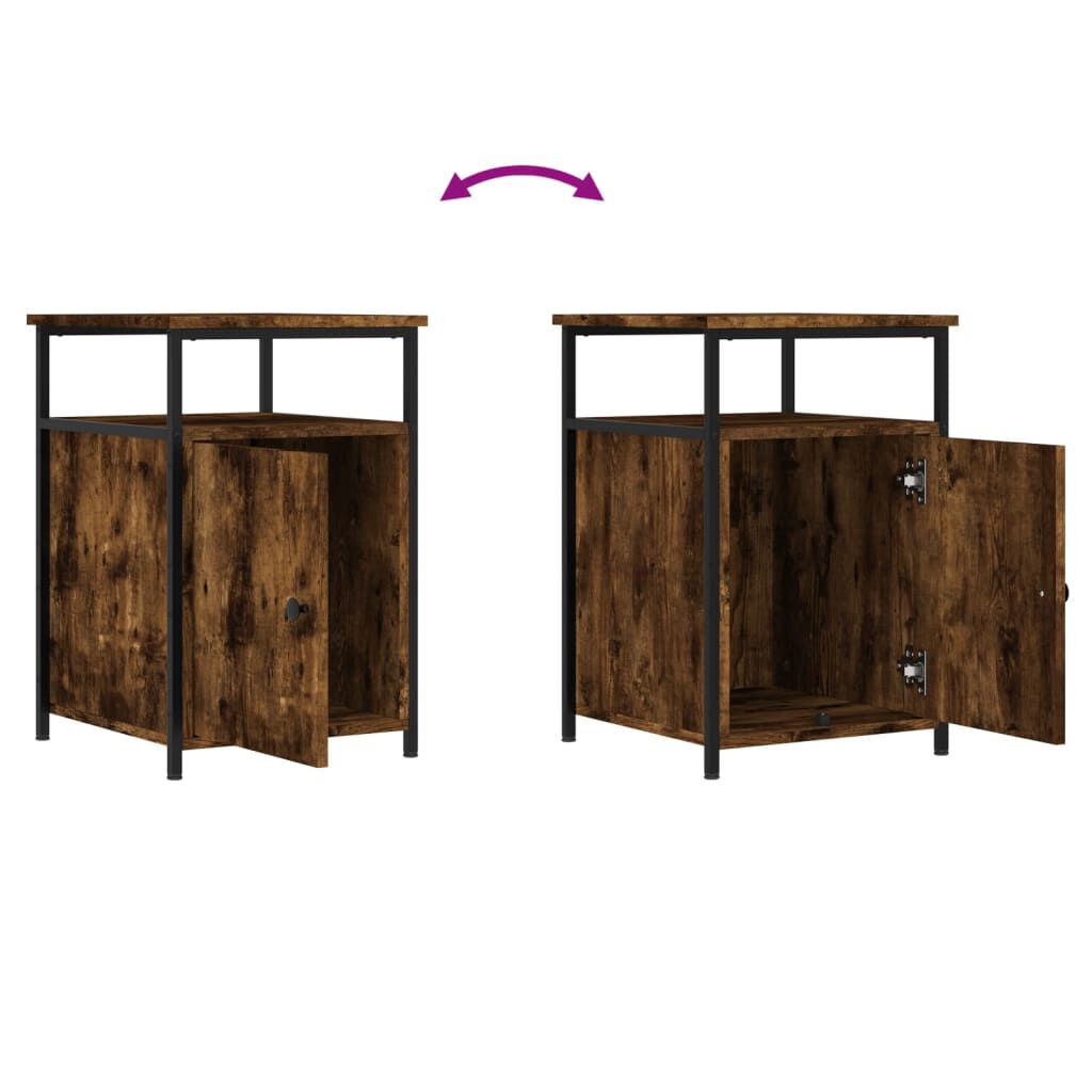 vidaXL Κομοδίνα 2 τεμ. Καπνιστή Δρυς 40x42x60 εκ. από Επεξεργ. Ξύλο