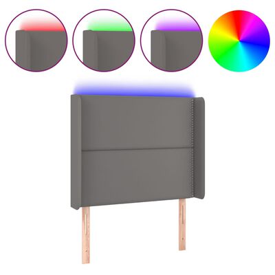 vidaXL Κεφαλάρι Κρεβατιού LED Γκρι 93x16x118/128 εκ. Συνθετ. Δέρμα