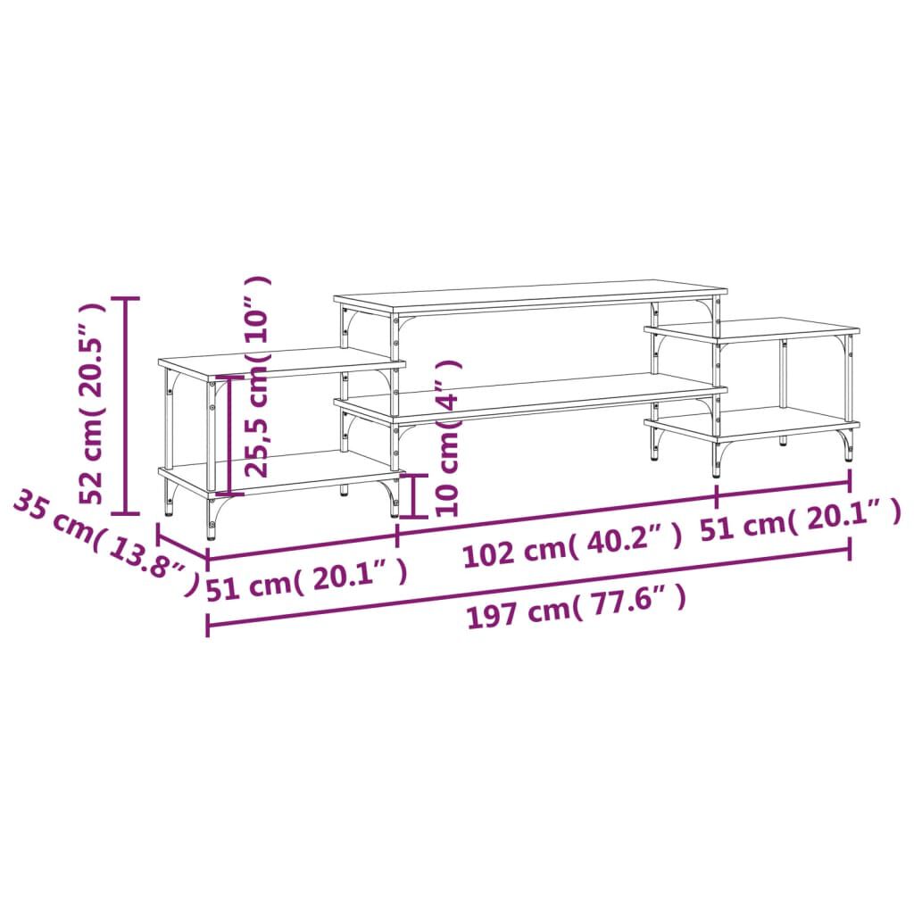 vidaXL Έπιπλο Τηλεόρασης Γκρι Sonoma 197x35x52 εκ. Επεξεργασμένο Ξύλο