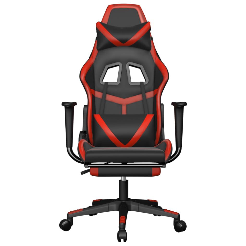 vidaXL Καρέκλα Gaming Μασάζ Υποπόδιο Μαύρο/Κόκκινο από Συνθετικό Δέρμα