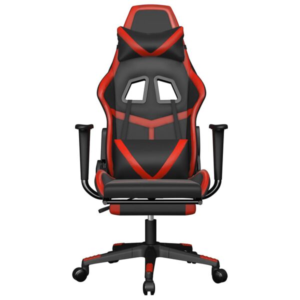 vidaXL Καρέκλα Gaming Μασάζ Υποπόδιο Μαύρο/Κόκκινο από Συνθετικό Δέρμα