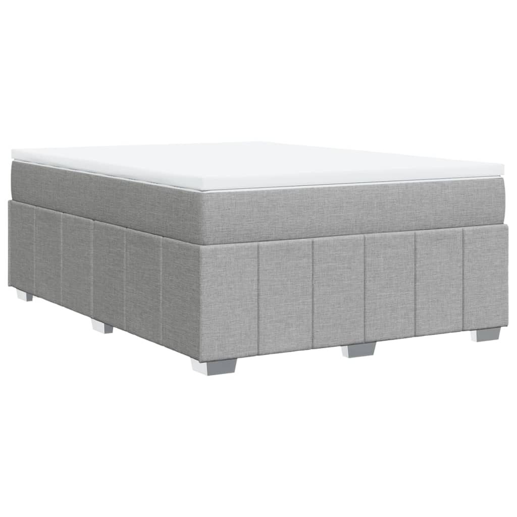 vidaXL Κρεβάτι Boxspring με Στρώμα Ανοιχτό Γκρι 140x190 εκ. Υφασμάτινο