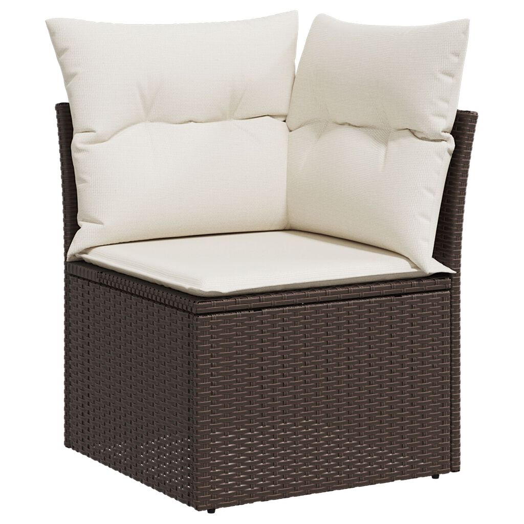 vidaXL Σετ Καναπέ Κήπου με μαξιλάρι 8 pcs Καφέ Πολυ ράταν