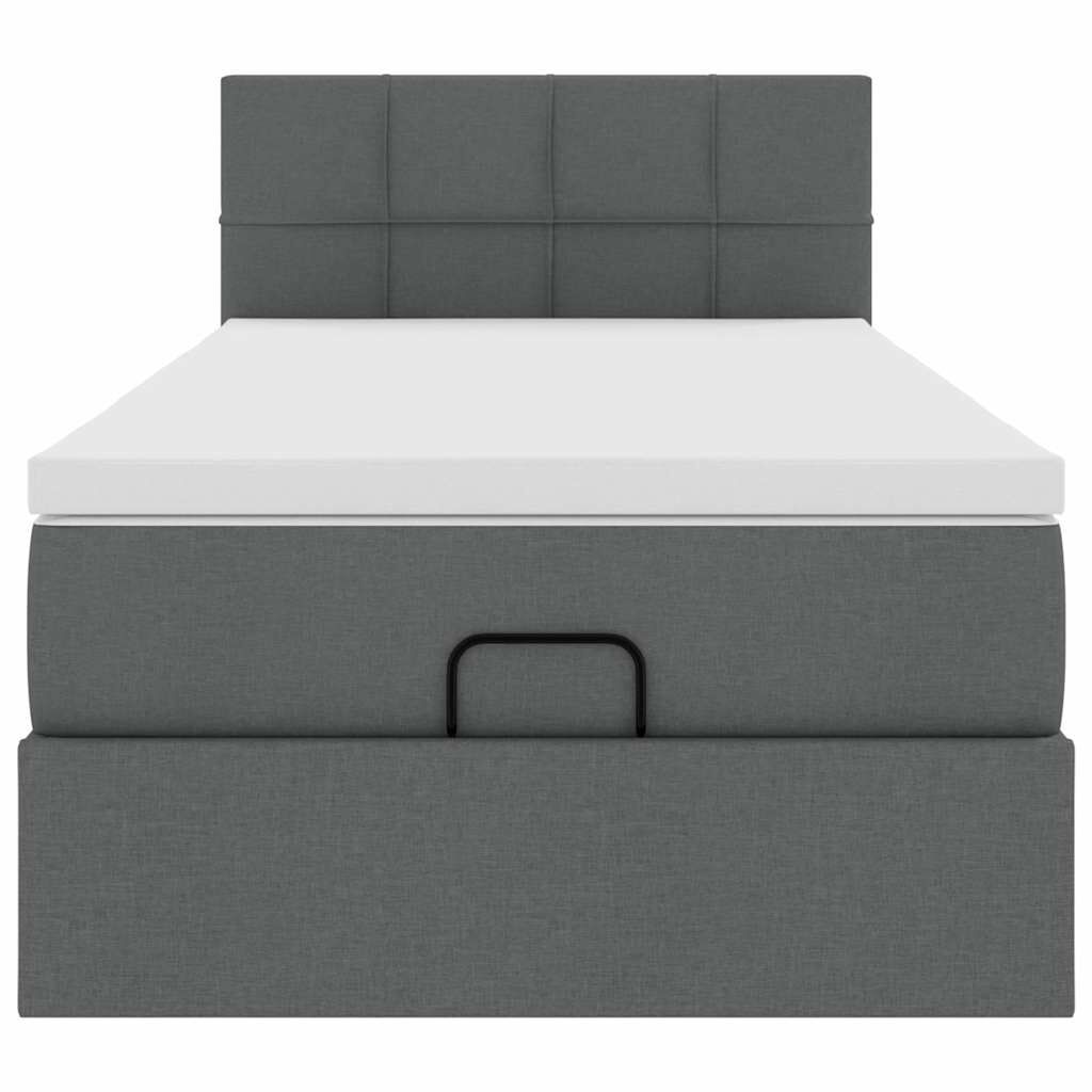 vidaXL Οθωμανικό κρεβάτι με στρώμα & LEDs Σκούρο γκρι 80x200cm ύφασμα