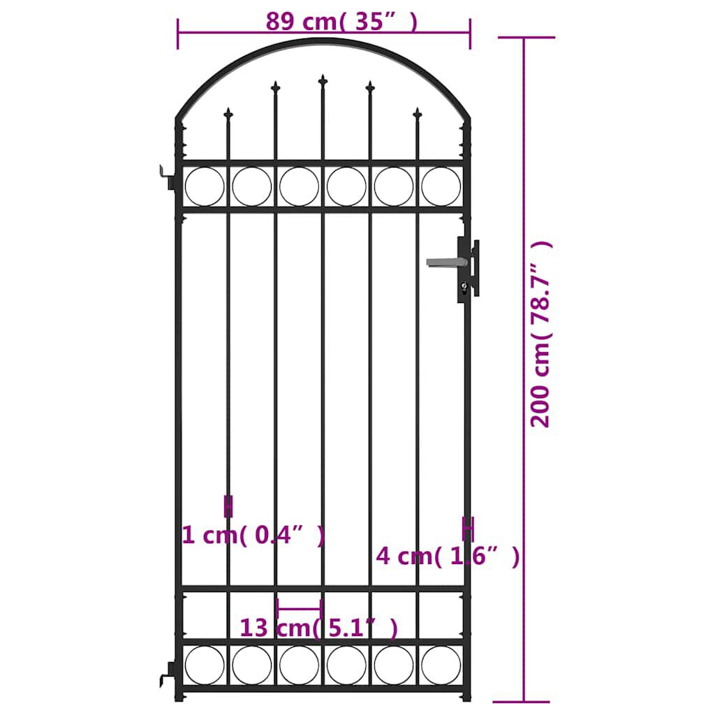 vidaXL Καγκελόπορτα με Αψιδωτή Κορυφή Μαύρη 89 x 200 εκ. από Ατσάλι