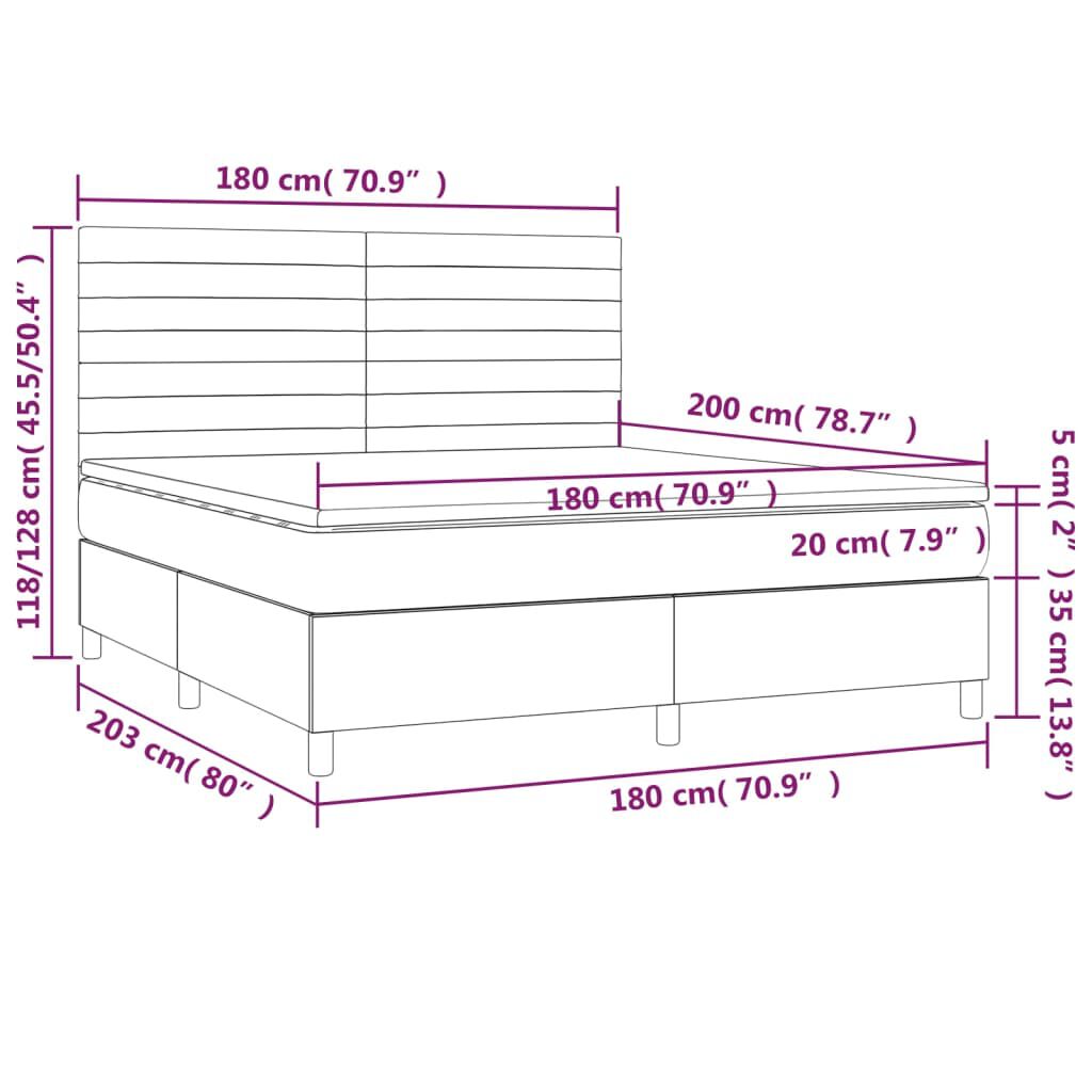 vidaXL Κρεβάτι Boxspring με Στρώμα Taupe 180x200 εκ. Υφασμάτινο