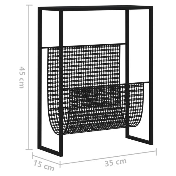 vidaXL Ραφιέρα Περιοδικών Μαύρη 35 x 15 x 45 εκ. από Ατσάλι
