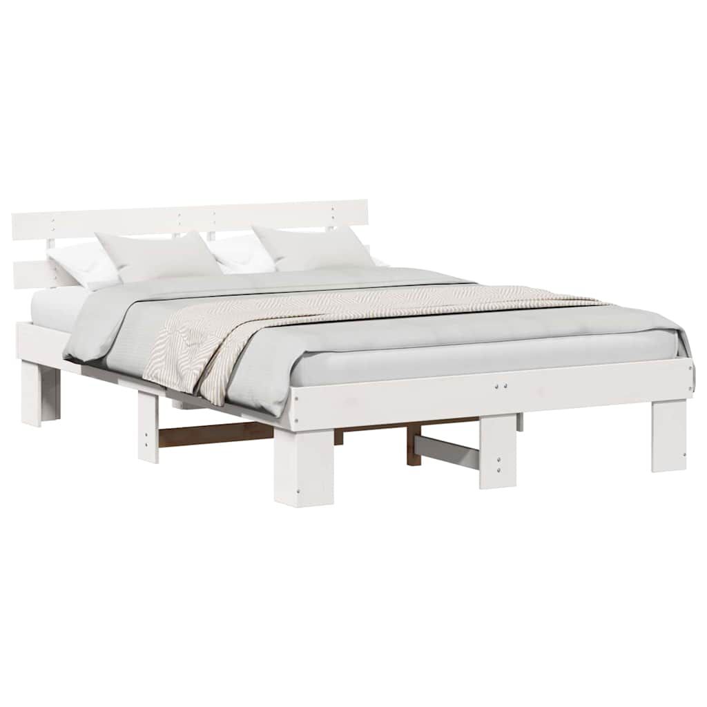 vidaXL Σκελετός Κρεβατιού Λευκό 160 x 200 cm Μασίφ ξύλο πεύκου