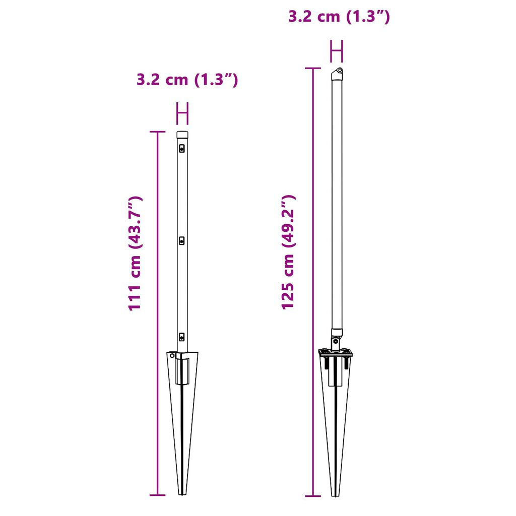vidaXL Πόλοι φence με ακίδα 26 τεμ Ø32 mm 80 cm Γαλβανισμένο ατσάλι