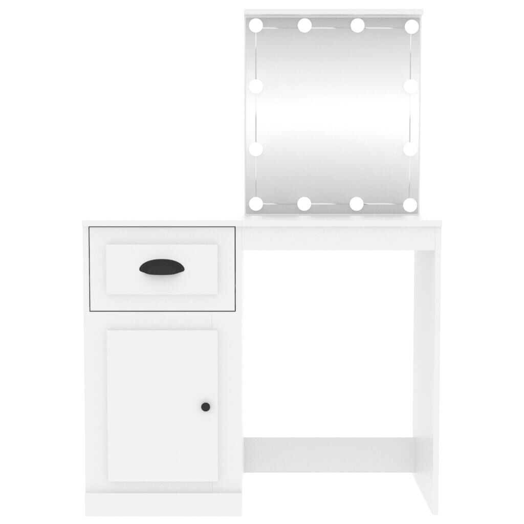 vidaXL Μπουντουάρ με LED Λευκό 90x50x132,5 εκ. Επεξ. Ξύλο