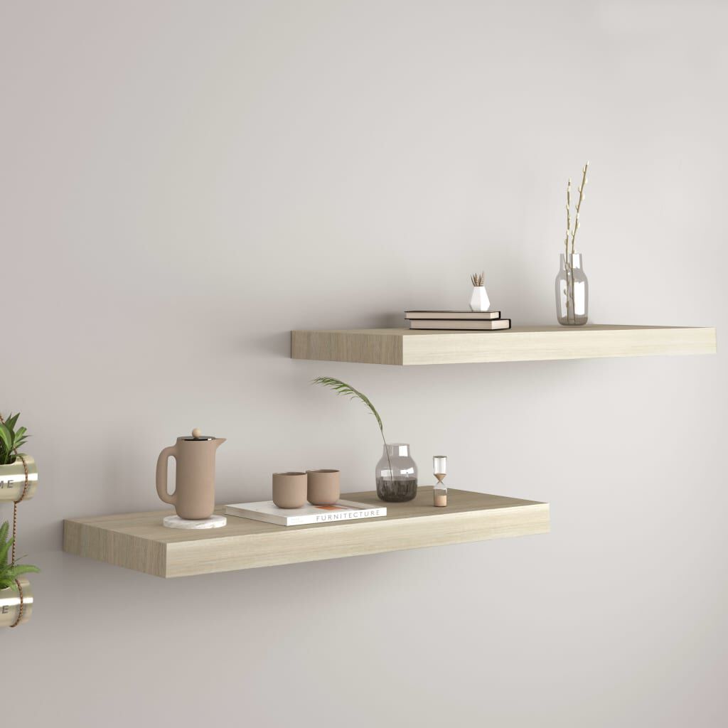 vidaXL Ράφια Τοίχου 2 τεμ. Χρώμα Δρυός 60x23,5x3,8 εκ. MDF