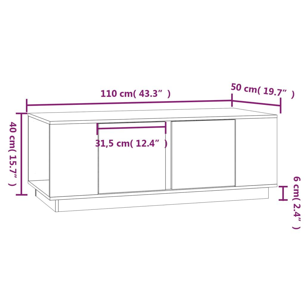 vidaXL Τραπεζάκι Σαλονιού Γκρι 110 x 50 x 40 εκ. από Μασίφ Ξύλο Πεύκου