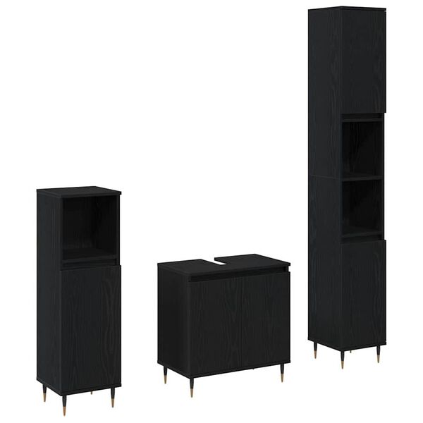 vidaXL &Sigma;&epsilon;&tau; &Epsilon;&pi;ί&pi;&lambda;&omega;&nu; &Mu;&pi;ά&nu;&iota;&omicron;&upsilon; &mu;&epsilon; &pi;ό&rho;&tau;&alpha; 3 pcs &Mu;&alpha;ύ&rho;&eta; &Omicron;&xi;&upsilon;ά 30 x 30 x 190 &epsilon;&kappa;