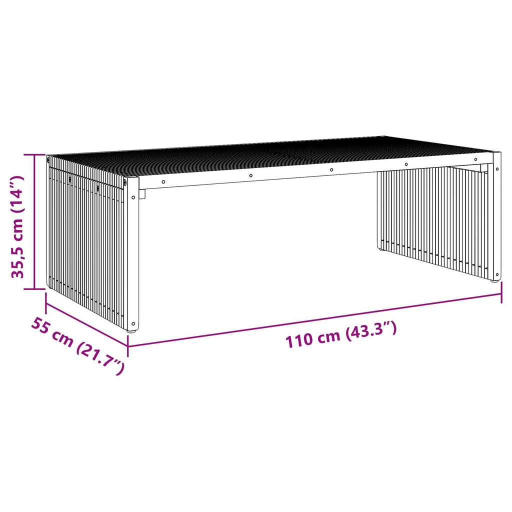vidaXL Τραπεζάκι κήπου 110x55x35.5 εκ. Μασίφ ξύλου teak