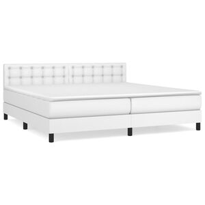 vidaXL Κρεβάτι Boxspring με Στρώμα Λευκό 200x200 εκ. Συνθετικό Δέρμα