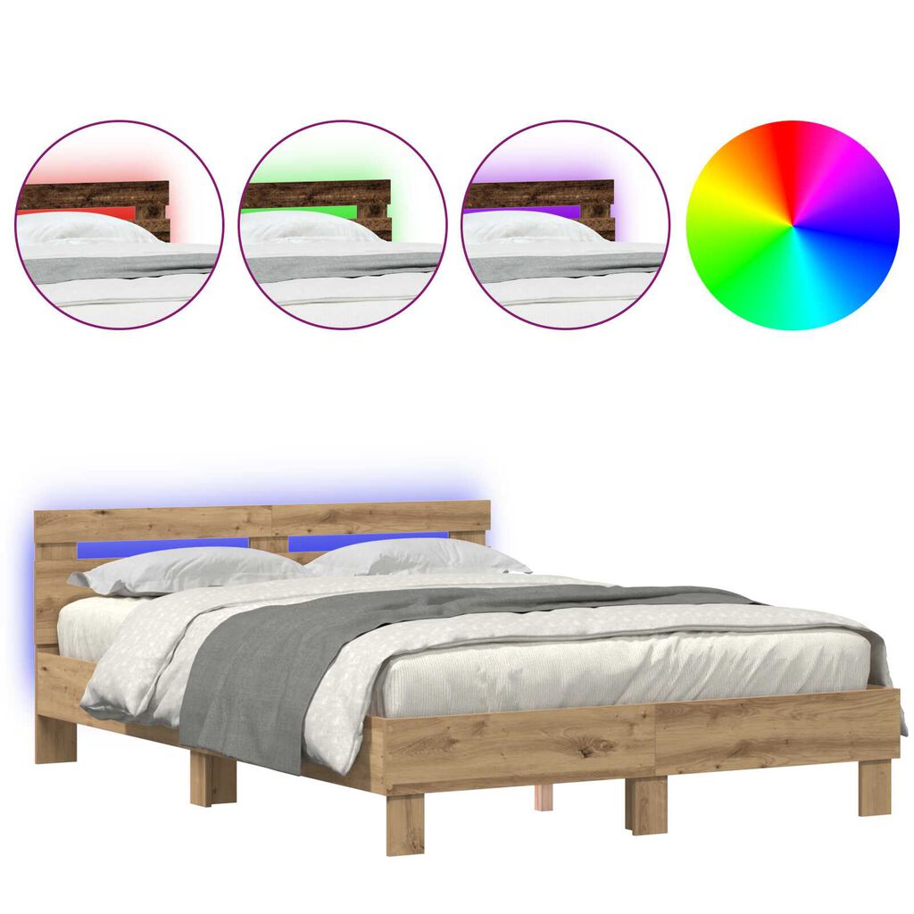 vidaXL Σκελετός Κρεβατιού artisan δρυς 150 x 200 cm Επεξεργασμένο ξύλο