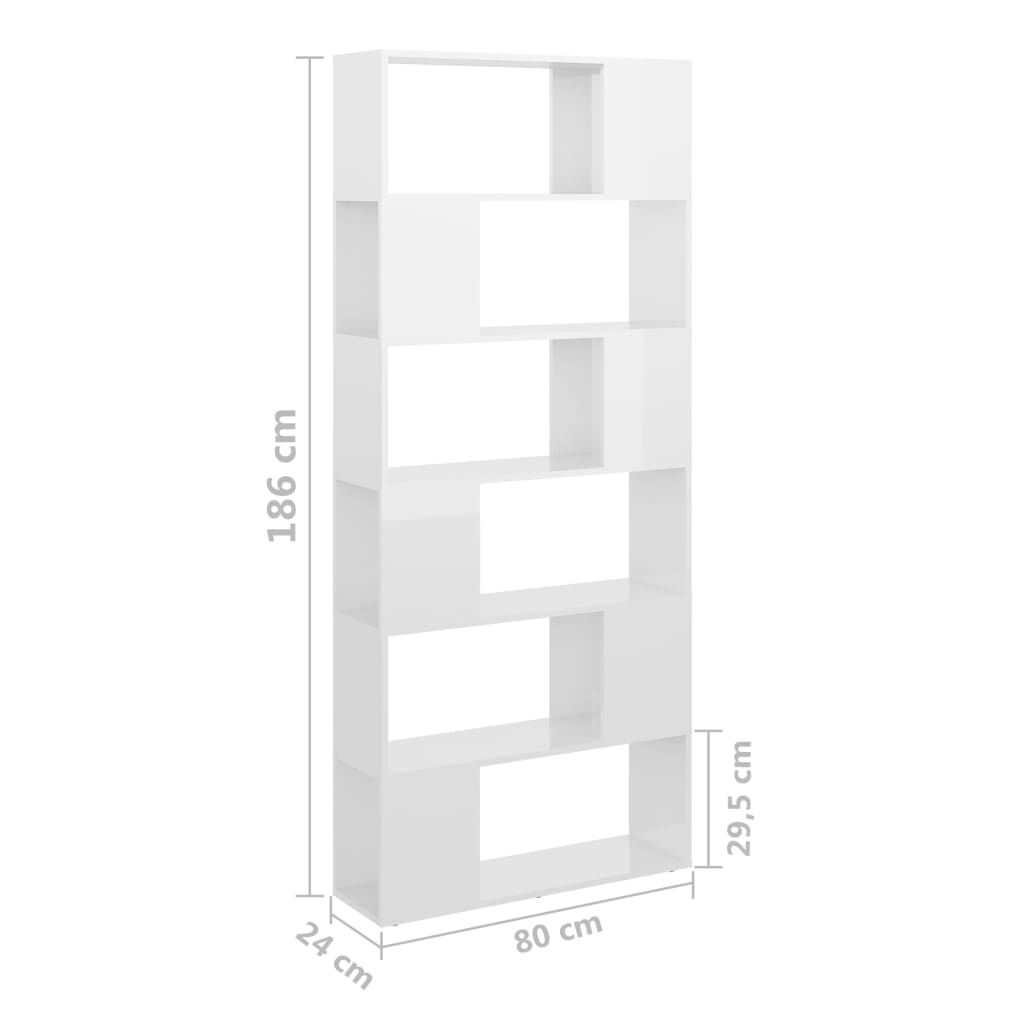 vidaXL Βιβλιοθήκη/Διαχωρ. Χώρου Γυαλ. Λευκό 80x24x186 εκ. Επεξ. Ξύλο