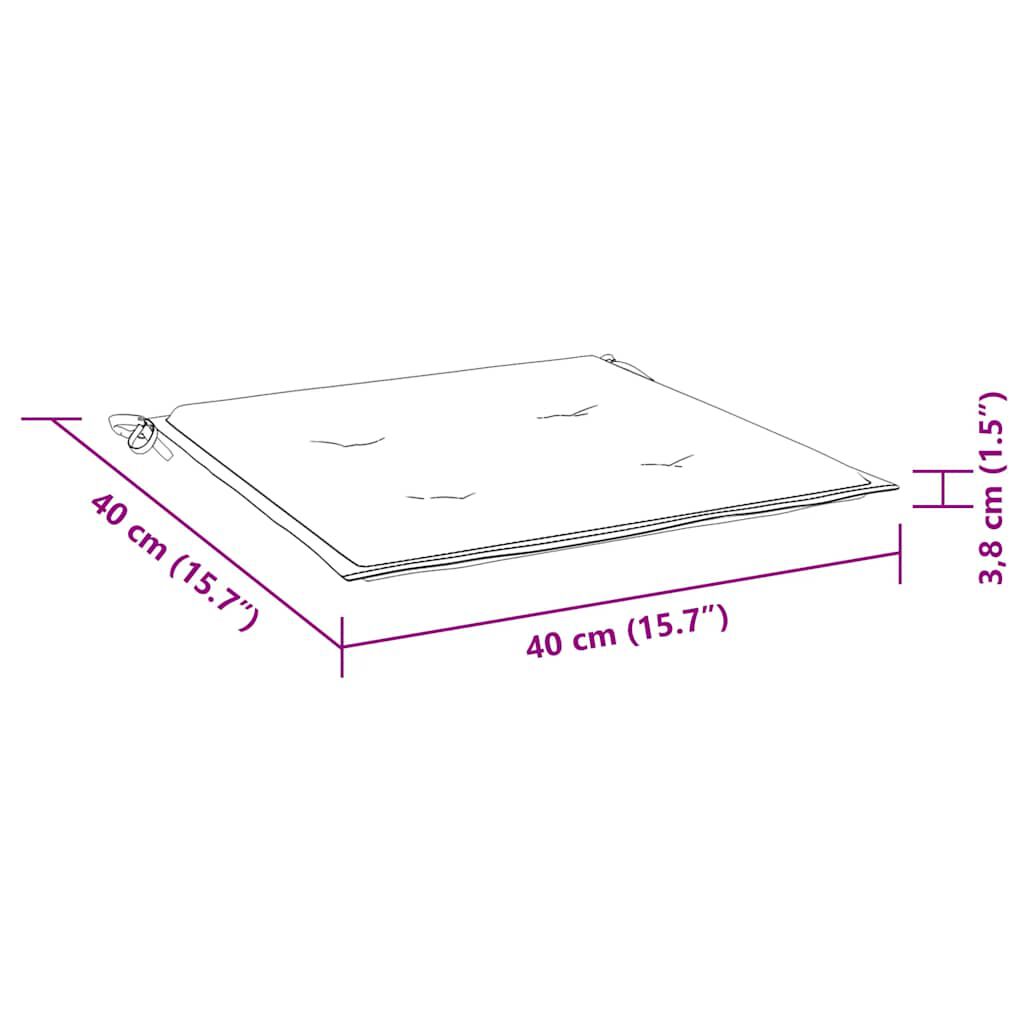 vidaXL Μαξιλάρια Καρέκλας 2 τεμ. Τιρκουάζ 40x40x4 εκ. Υφασμάτινα