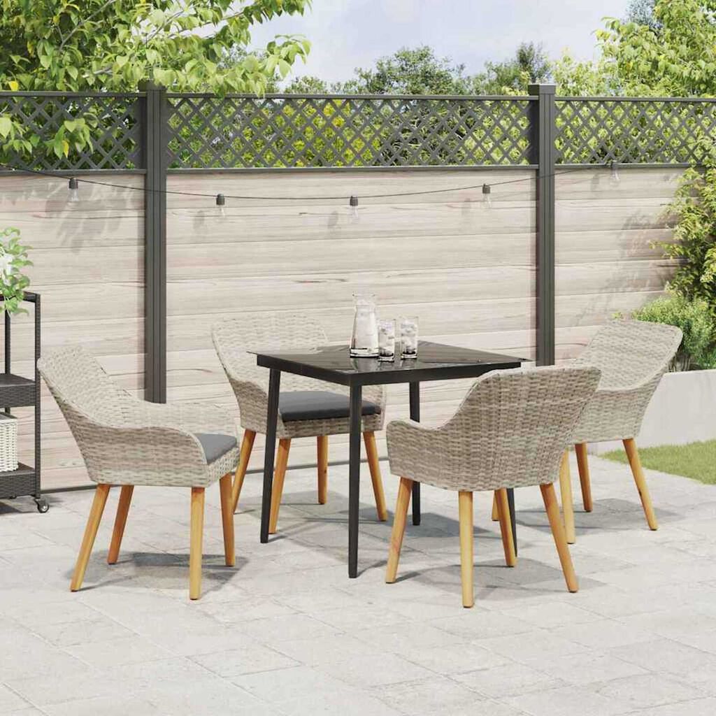 vidaXL Σετ τραπεζαρίας 5 pcs Ανοιχτό γκρι Πολυ ράταν