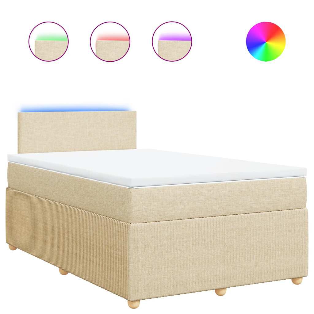vidaXL Κρεβάτι Boxspring με Στρώμα Κρεμ 120x200 εκ. Υφασμάτινο