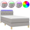 vidaXL Κρεβάτι Boxspring με Στρώμα & LED Αν.Γκρι 90x200 εκ. Υφασμάτινο