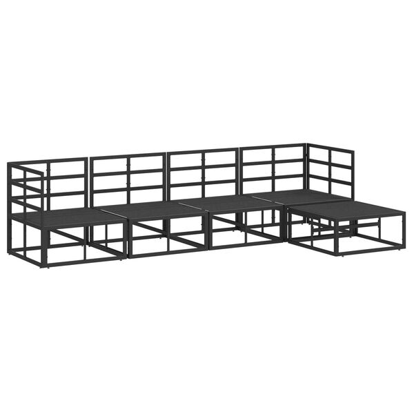 vidaXL Σετ Καναπέ Κήπου 5 pcs Μαύρο 283 x 141.5 x 71 εκ. Αλουμίνιο