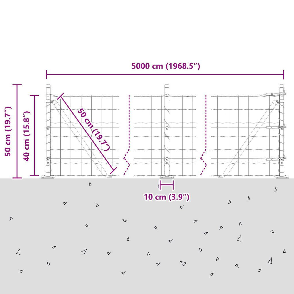 vidaXL Euro Fence με 13 Φλάντζες 0.4x50 μ Γαλβανισμένο Ατσάλι