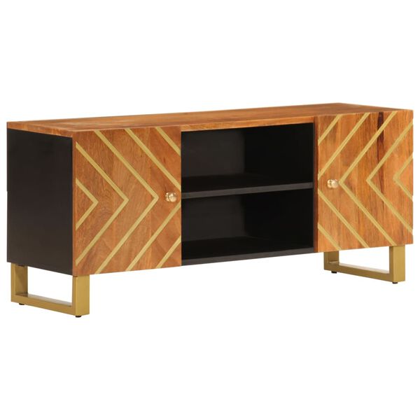vidaXL Έπιπλο Τηλεόρασης Καφέ/Μαύρο 105x33,5x46 εκ. Μασίφ Ξύλο Μάνγκο
