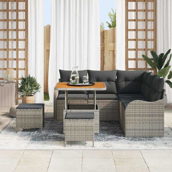 vidaXL Σετ Καναπέ Κήπου 8 pcs Γκρι συνθετικό ρατάν