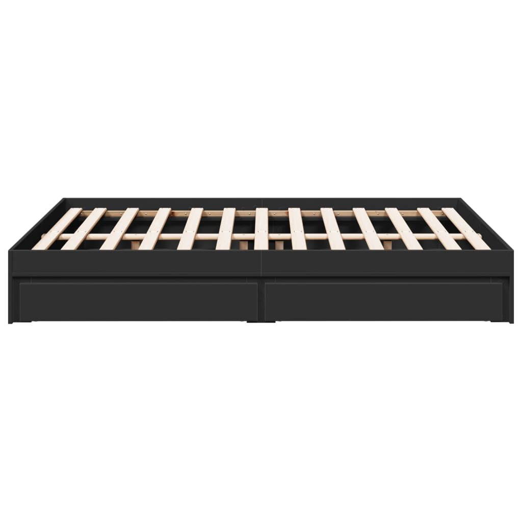 vidaXL Πλαίσιο Κρεβατιού με Συρτάρια Μαύρο 120x190 εκ Επεξεργ. Ξύλο