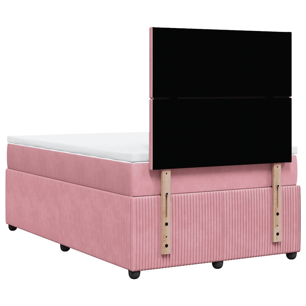 vidaXL Κρεβάτι Boxspring με Στρώμα Ροζ 120x200 εκ. Βελούδινο